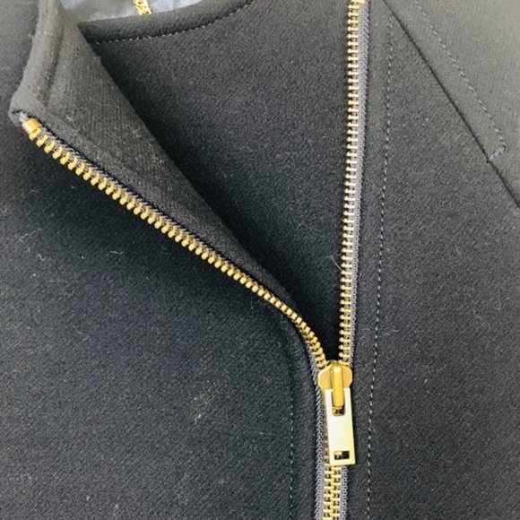 J. CREW Navy Double Cloth Moto Jacket 0 - Picture 4 of 8